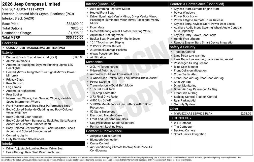 new 2026 Jeep Compass car, priced at $32,350