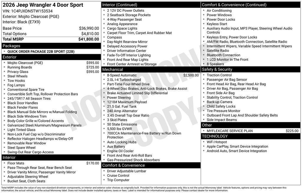 new 2026 Jeep Wrangler car, priced at $40,795