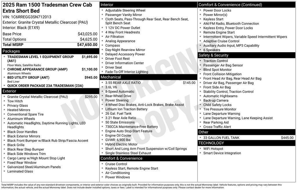 new 2025 Ram 1500 car, priced at $41,279