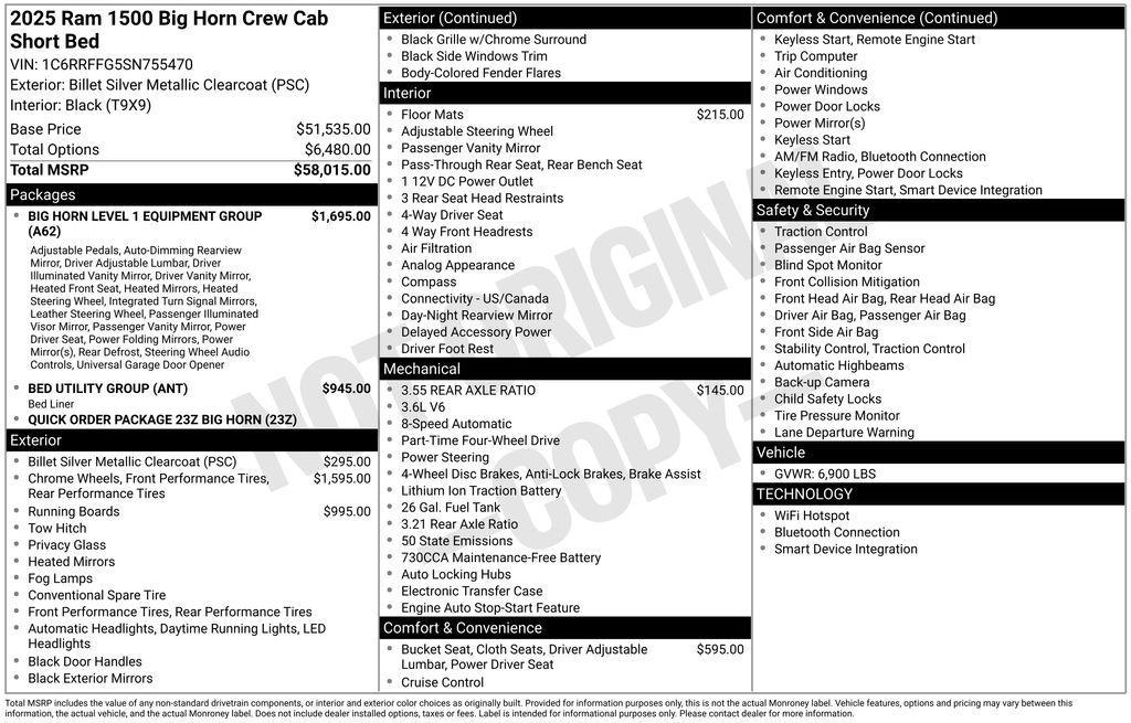 new 2025 Ram 1500 car, priced at $47,013