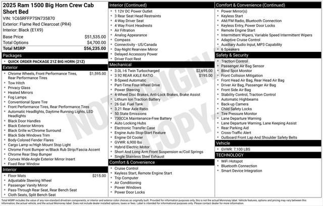 new 2025 Ram 1500 car, priced at $47,463