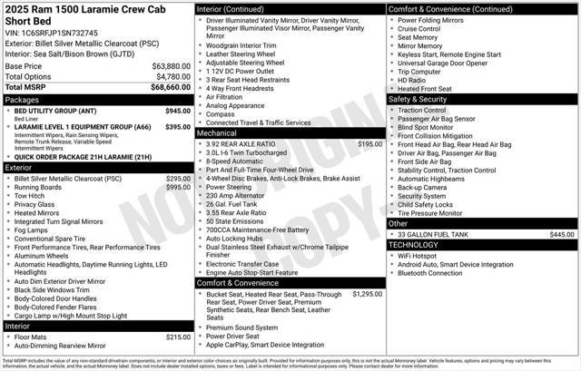 new 2025 Ram 1500 car, priced at $58,155