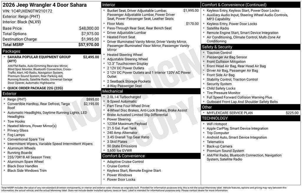 new 2026 Jeep Wrangler car, priced at $52,975