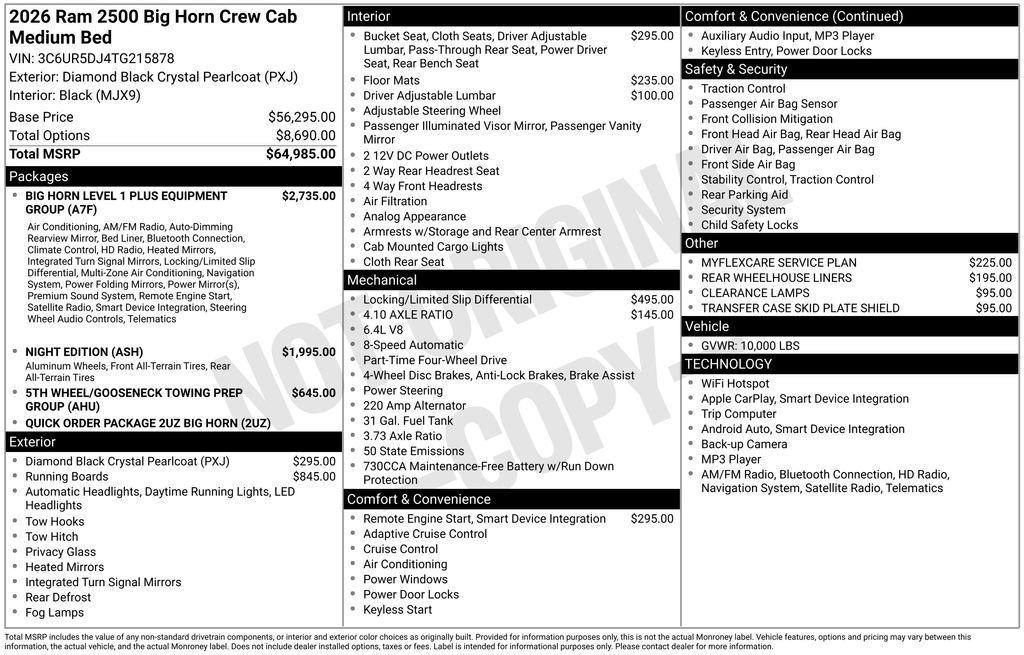 new 2026 Ram 2500 car, priced at $61,690