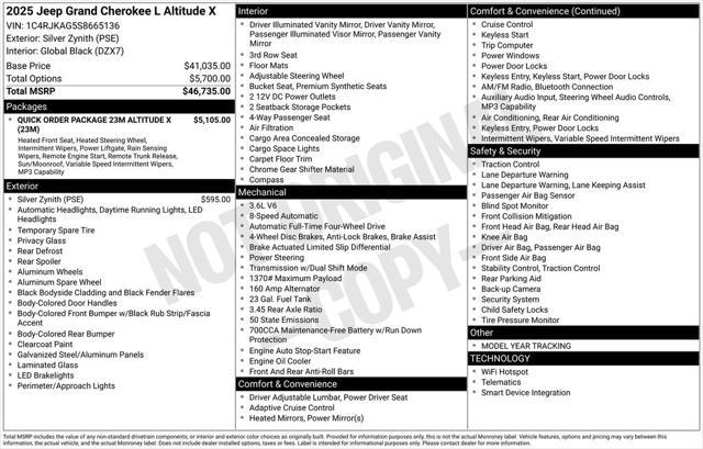 new 2025 Jeep Grand Cherokee L car, priced at $43,426