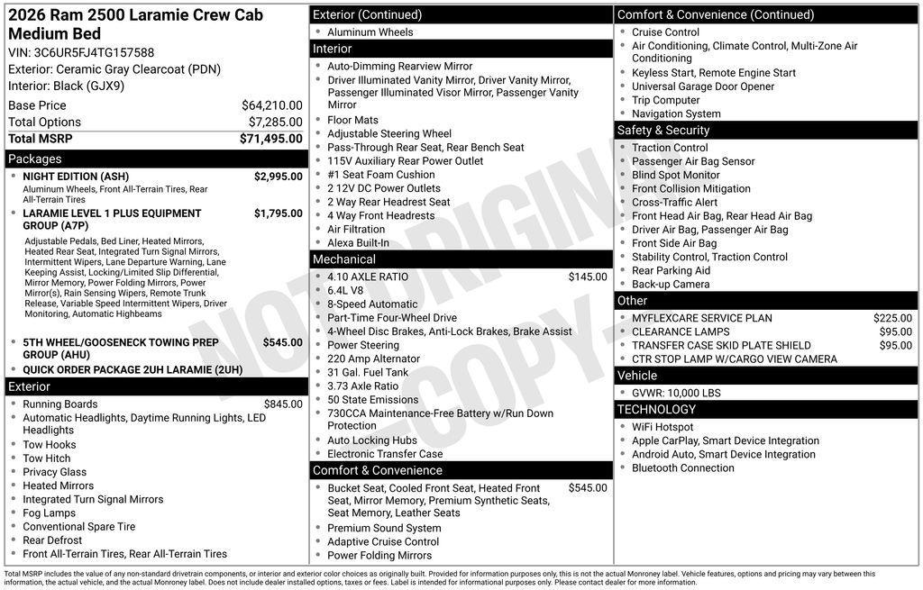 new 2026 Ram 2500 car, priced at $70,082