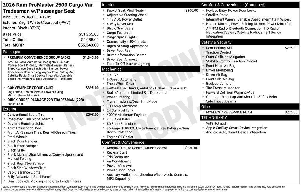 new 2026 Ram ProMaster 2500 car, priced at $53,010