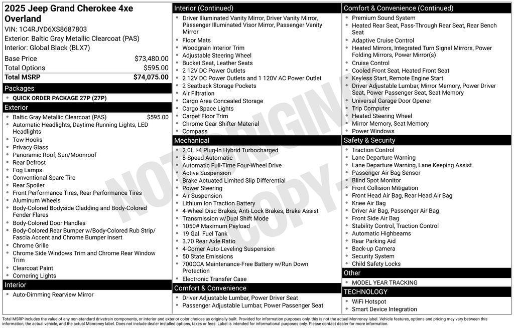 new 2025 Jeep Grand Cherokee 4xe car, priced at $63,870