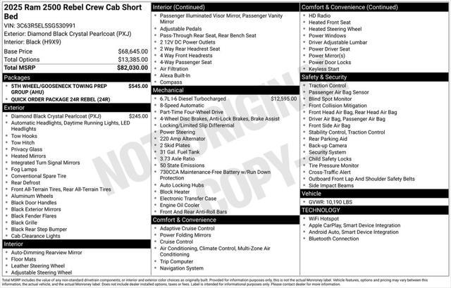 new 2025 Ram 2500 car, priced at $79,117