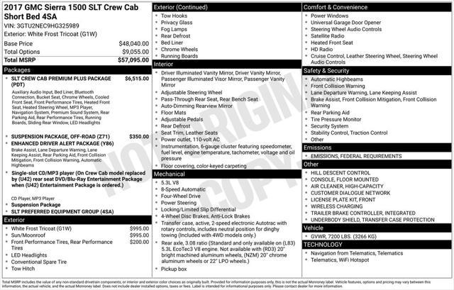 used 2017 GMC Sierra 1500 car, priced at $32,554