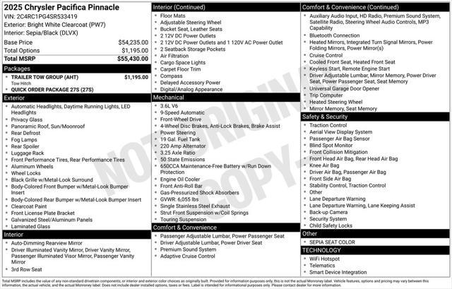 new 2025 Chrysler Pacifica car, priced at $47,287