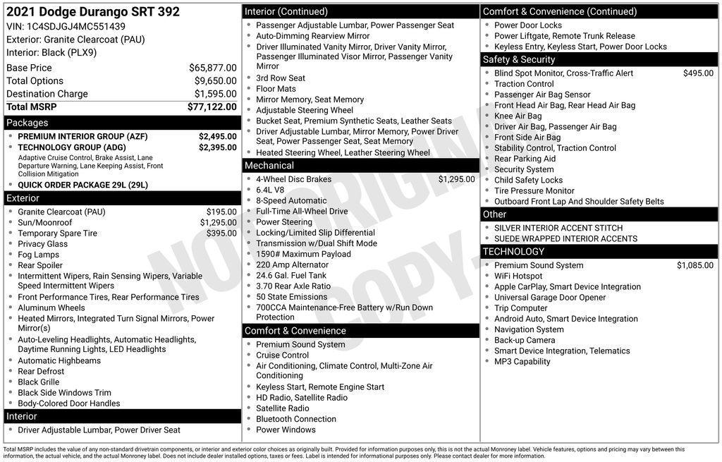 used 2021 Dodge Durango car, priced at $49,980