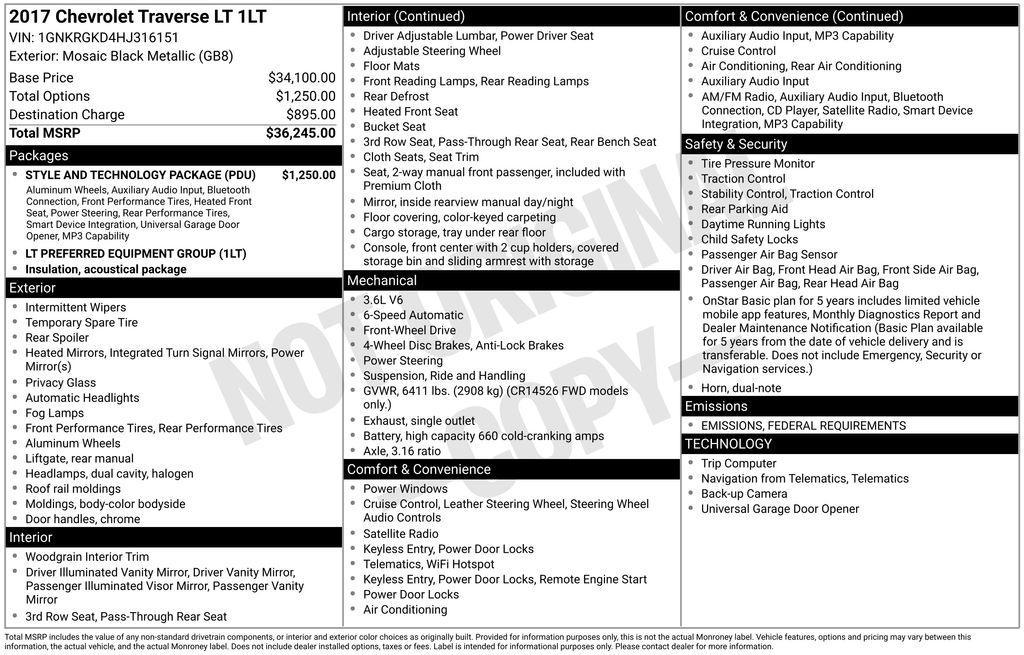 used 2017 Chevrolet Traverse car, priced at $8,984