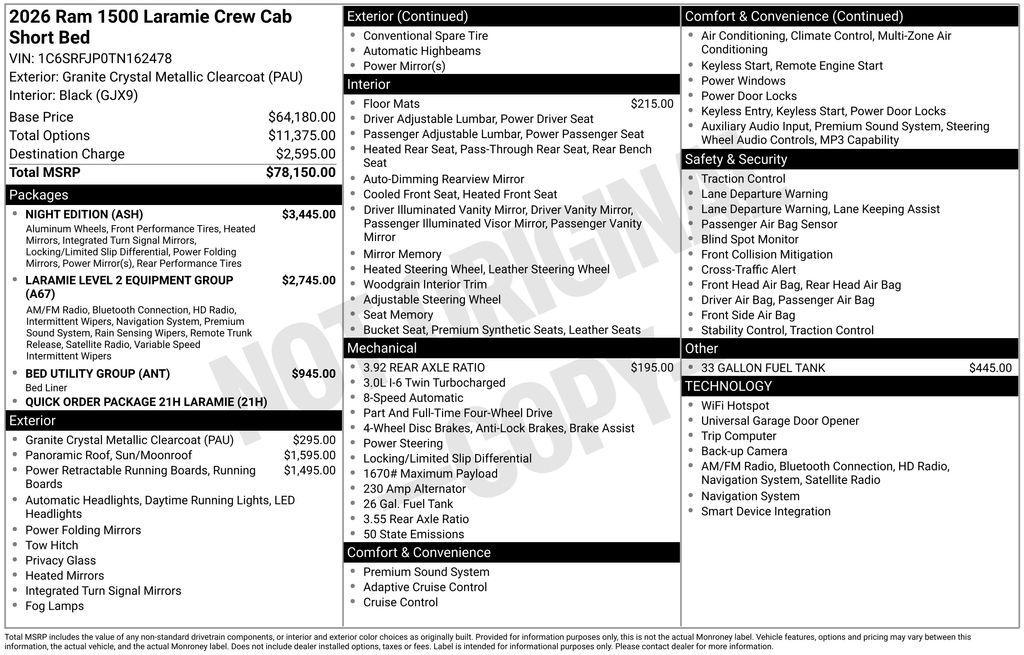 new 2026 Ram 1500 car, priced at $66,850