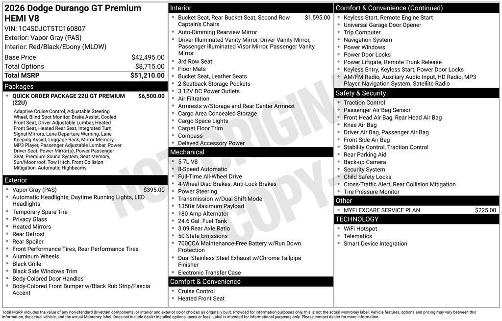 new 2026 Dodge Durango car, priced at $51,205