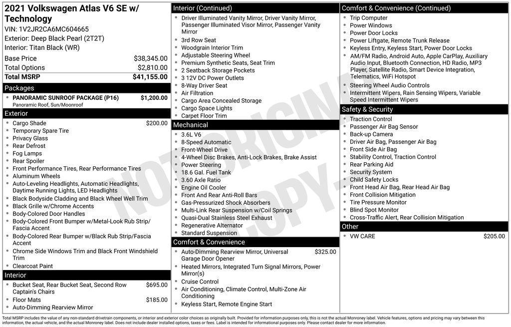 used 2021 Volkswagen Atlas car, priced at $17,596