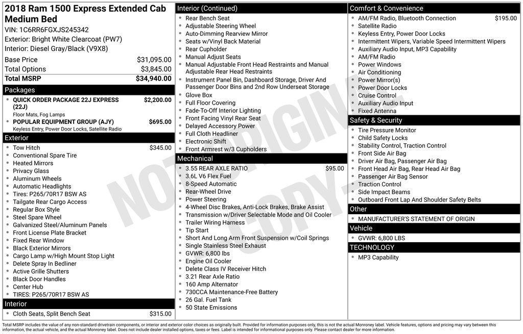 used 2018 Ram 1500 car, priced at $21,980