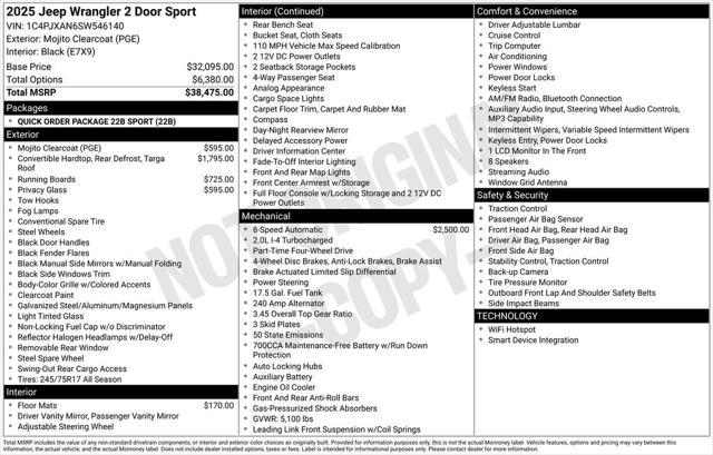 new 2025 Jeep Wrangler car, priced at $37,491