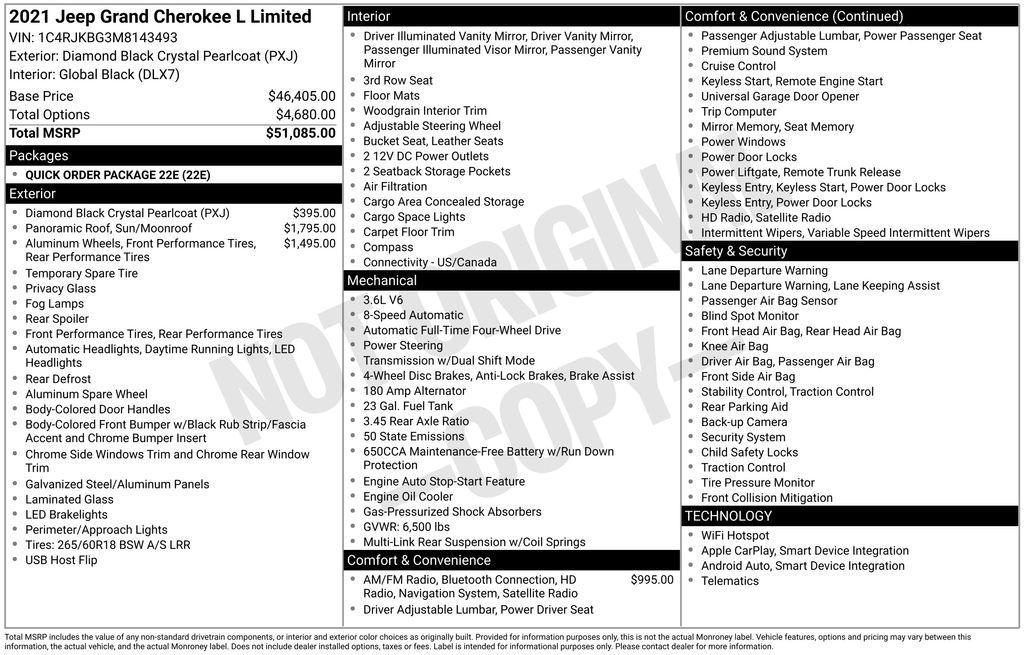 used 2021 Jeep Grand Cherokee L car, priced at $21,407
