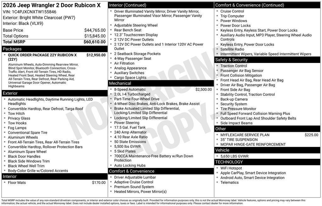 new 2026 Jeep Wrangler car, priced at $62,105