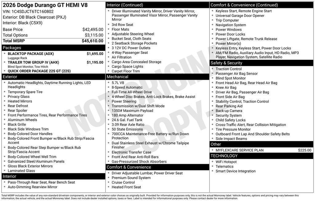 new 2026 Dodge Durango car, priced at $45,605