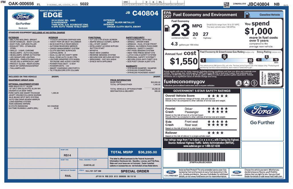 used 2018 Ford Edge car, priced at $11,885
