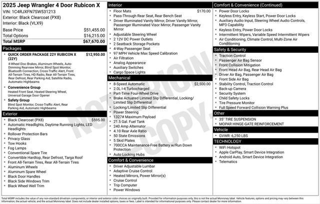 new 2025 Jeep Wrangler car, priced at $63,333