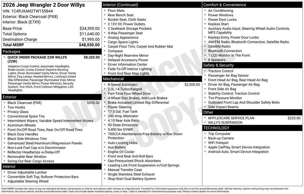 new 2026 Jeep Wrangler car, priced at $43,420