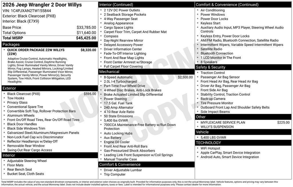 new 2026 Jeep Wrangler car, priced at $46,920