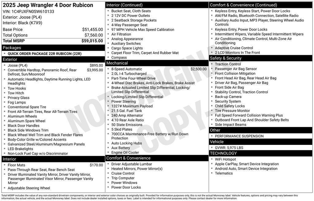 new 2025 Jeep Wrangler car, priced at $53,986
