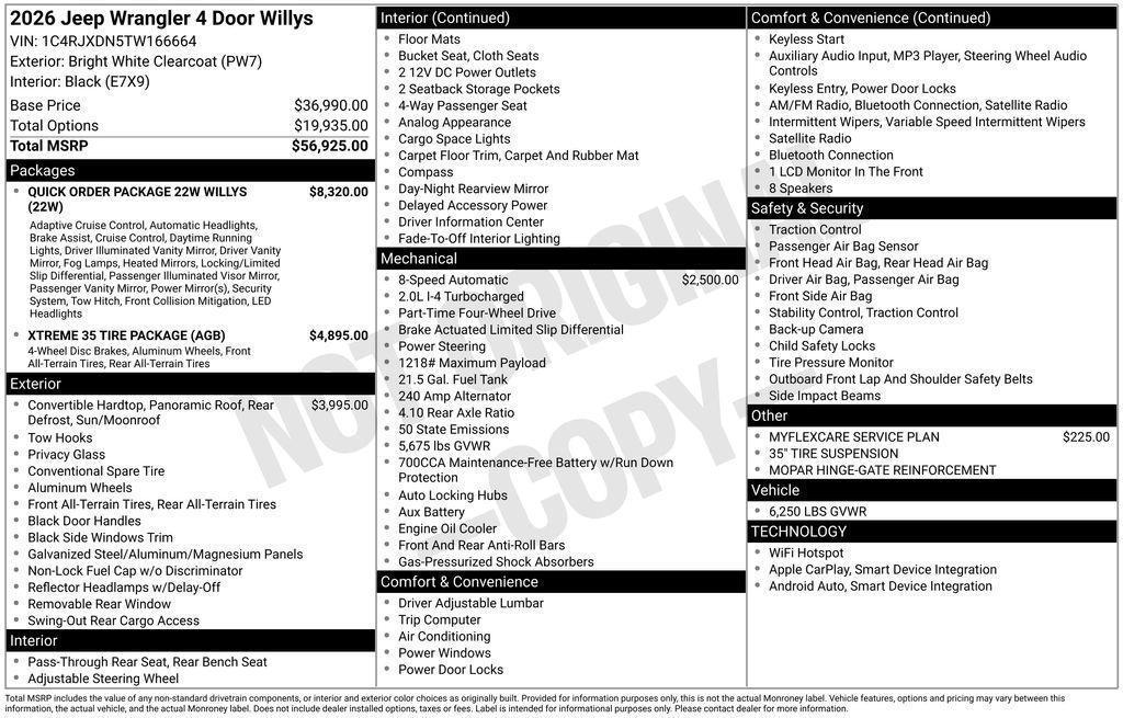 new 2026 Jeep Wrangler car, priced at $58,420