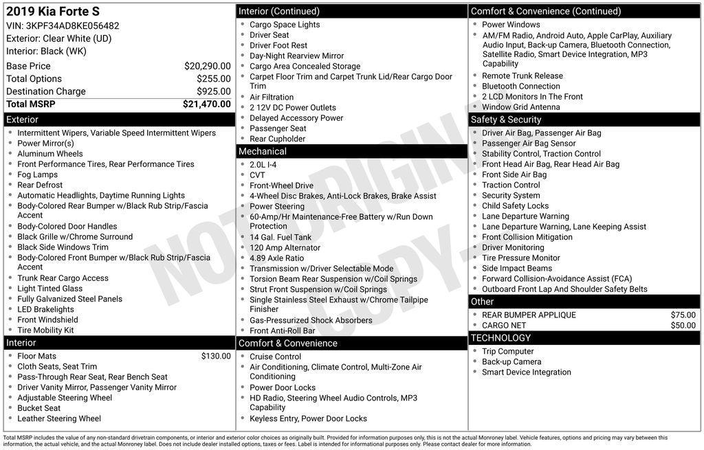 used 2019 Kia Forte car, priced at $12,019