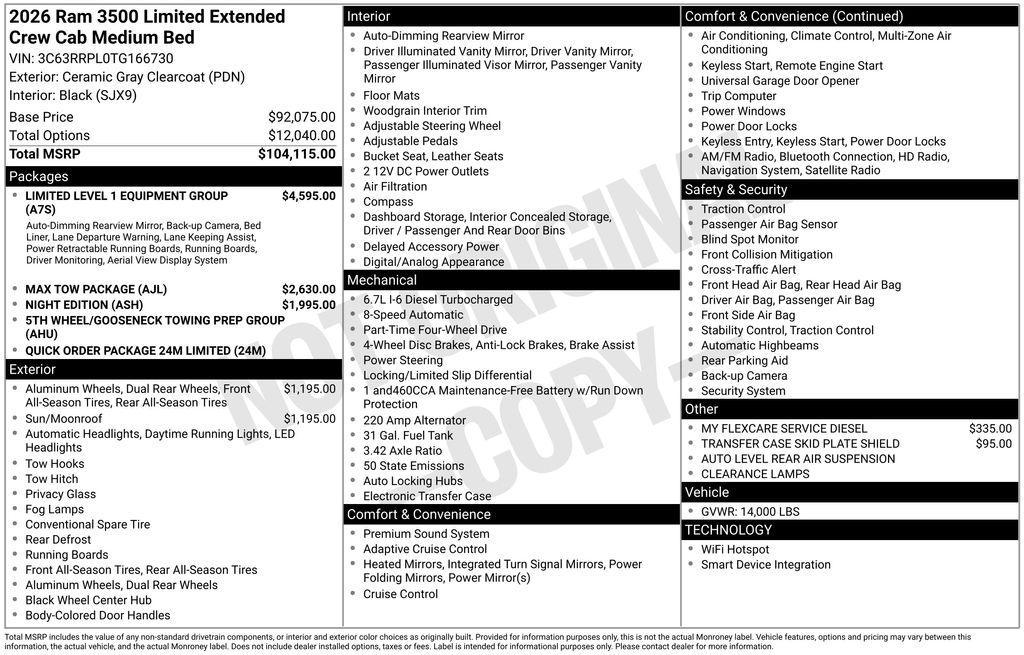 new 2026 Ram 3500 car, priced at $105,110