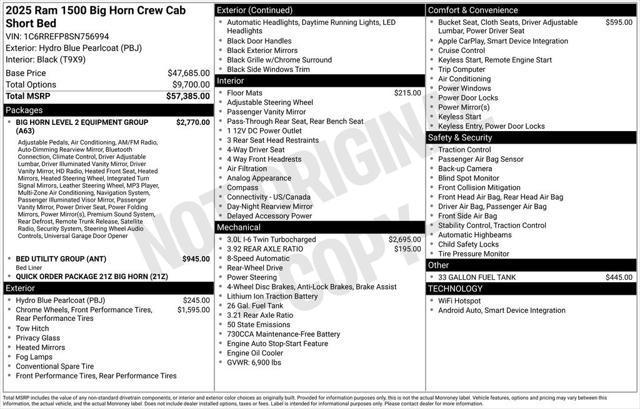 new 2025 Ram 1500 car, priced at $48,341