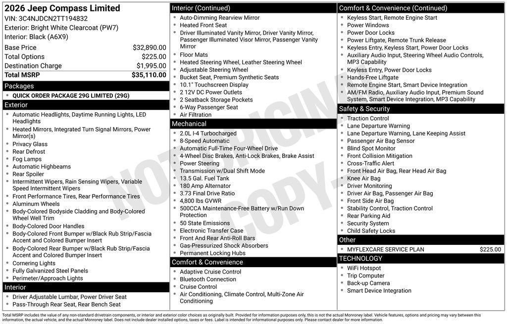 new 2026 Jeep Compass car, priced at $32,110