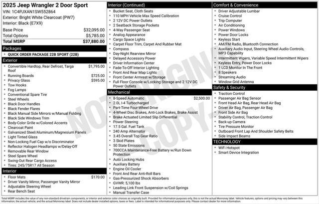 new 2025 Jeep Wrangler car, priced at $36,982