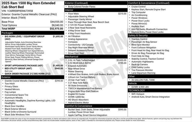 new 2025 Ram 1500 car, priced at $45,731