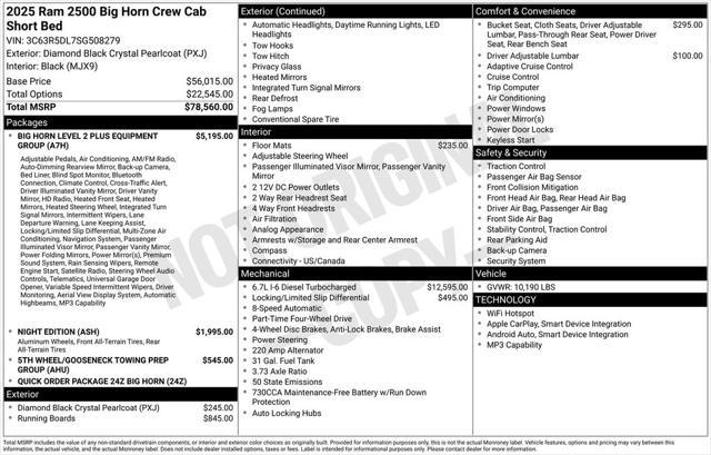 new 2025 Ram 2500 car, priced at $73,928