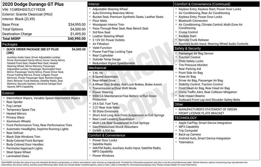 used 2020 Dodge Durango car, priced at $21,385