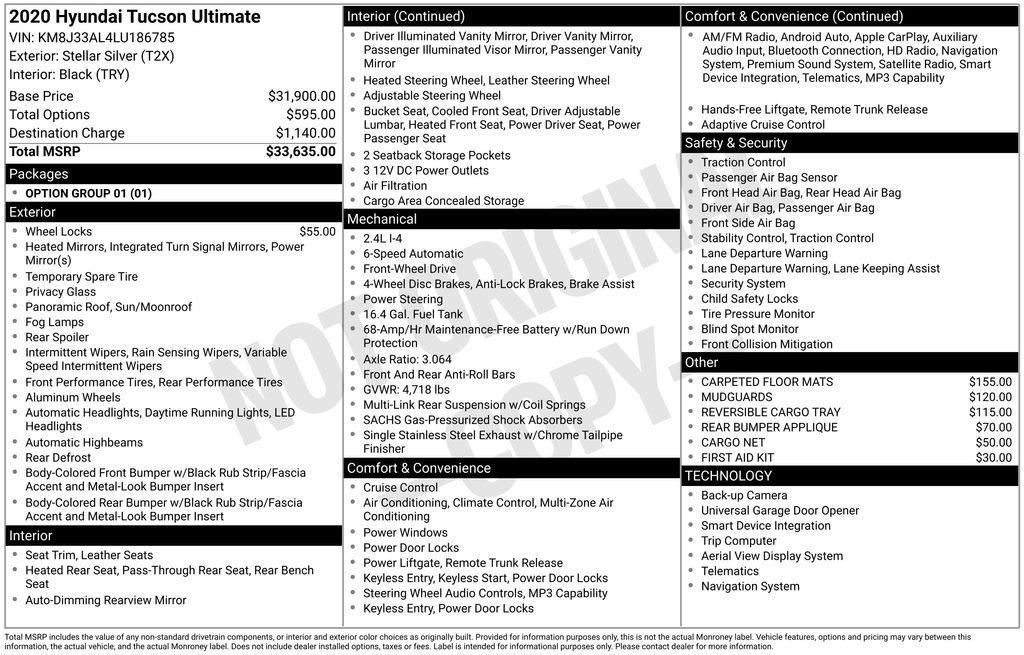 used 2020 Hyundai Tucson car, priced at $18,075