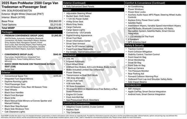 new 2025 Ram ProMaster 2500 car, priced at $48,036