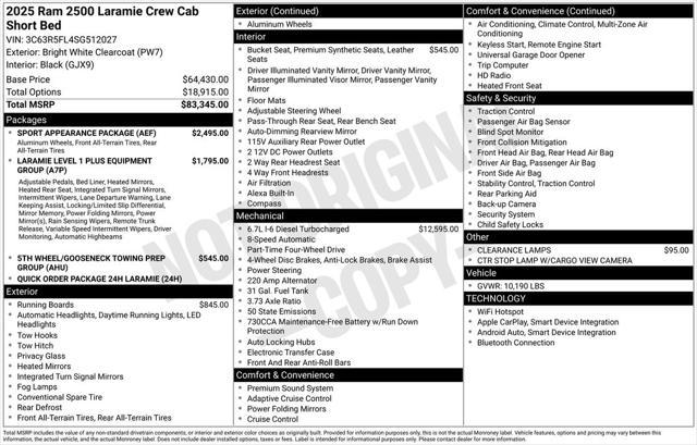 new 2025 Ram 2500 car, priced at $79,378