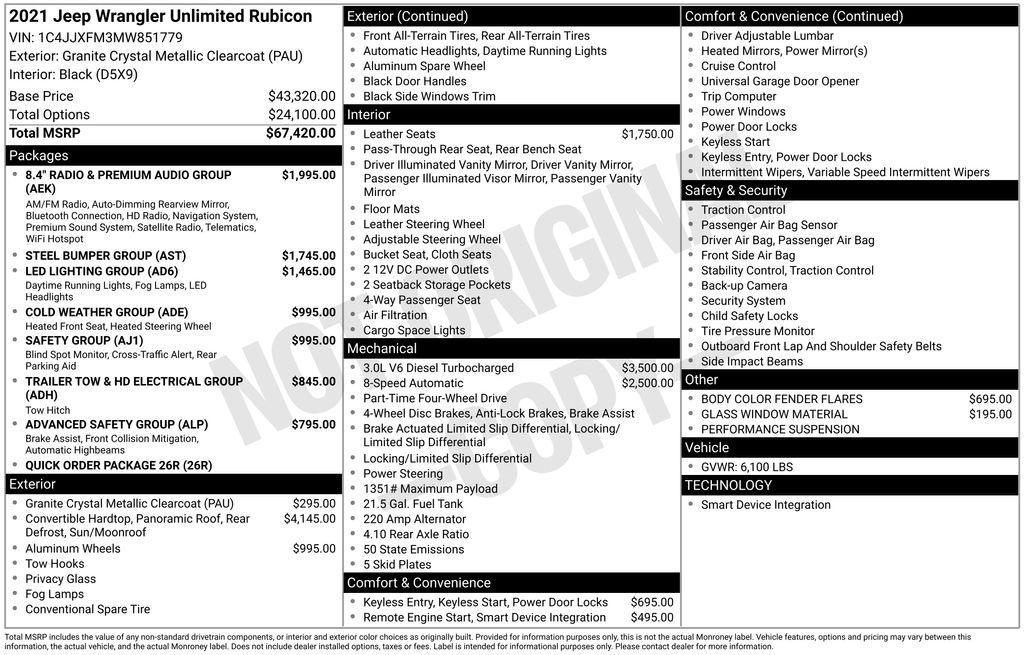 used 2021 Jeep Wrangler Unlimited car, priced at $39,987