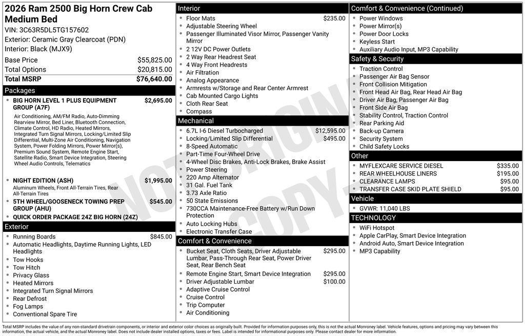 new 2026 Ram 2500 car, priced at $74,845