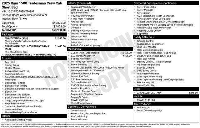 new 2025 Ram 1500 car, priced at $46,897