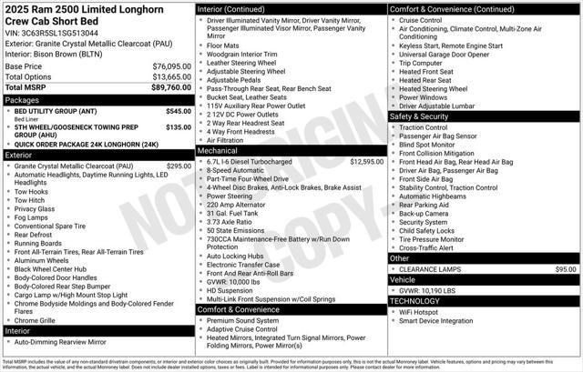 new 2025 Ram 2500 car, priced at $82,995