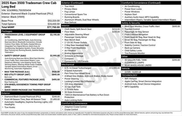 new 2025 Ram 3500 car, priced at $73,583