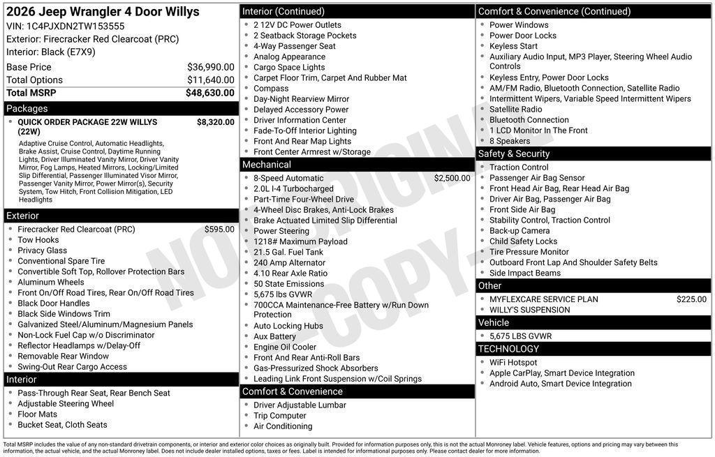 new 2026 Jeep Wrangler car, priced at $50,125