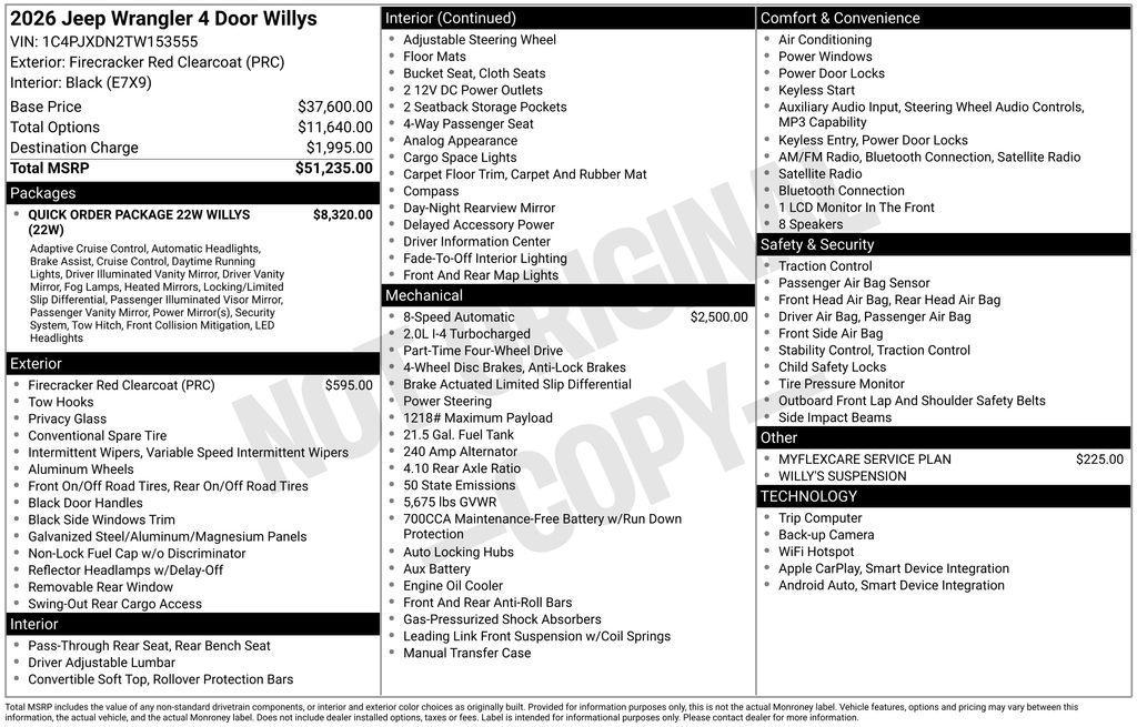new 2026 Jeep Wrangler car, priced at $46,625