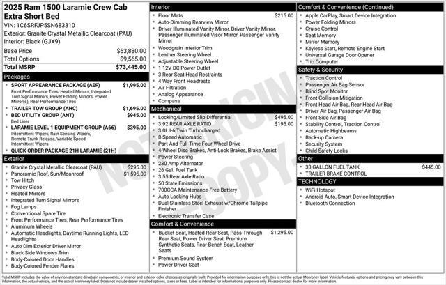 new 2025 Ram 1500 car, priced at $61,206